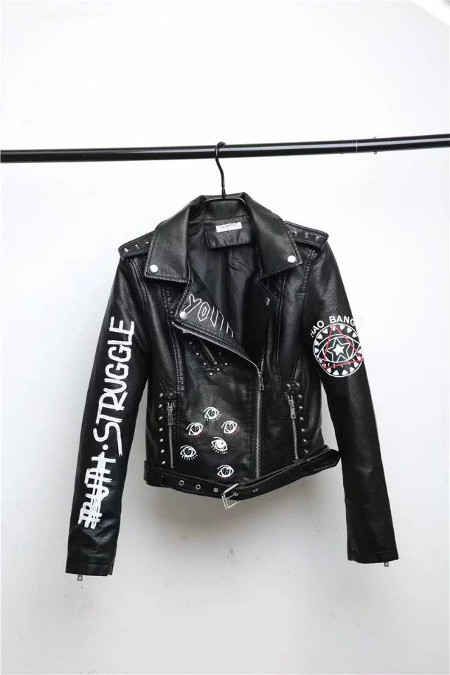 Black Faux Leather Jacket - Qorsage
