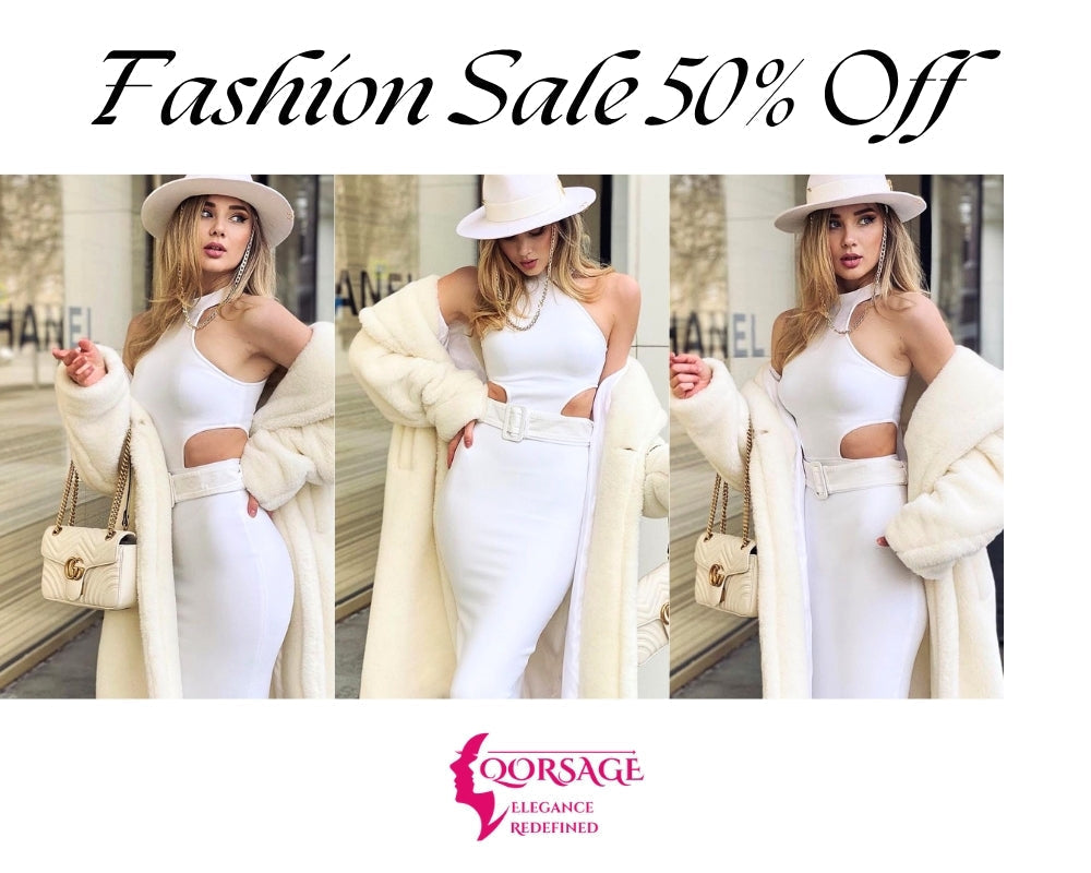 Buy the Bridget Midi Dress online in the USA; elegant hanging neck white summer dress on sale now.