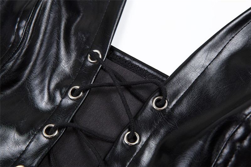 Hollow-out crop PU Top