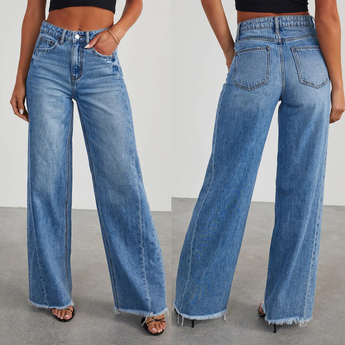 Denim Blue Sawyer Wide Leg Jeans