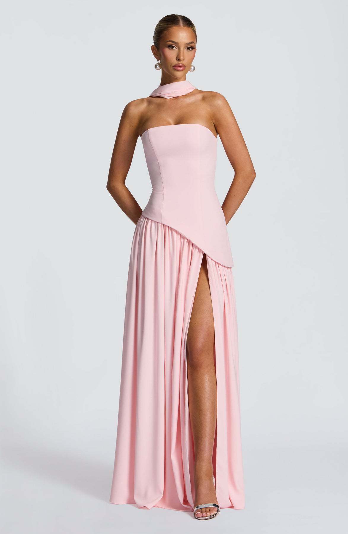 maliyah maxi dress Buy - Blush stretch crepe bodice The Maliyah Maxi Dress Hire