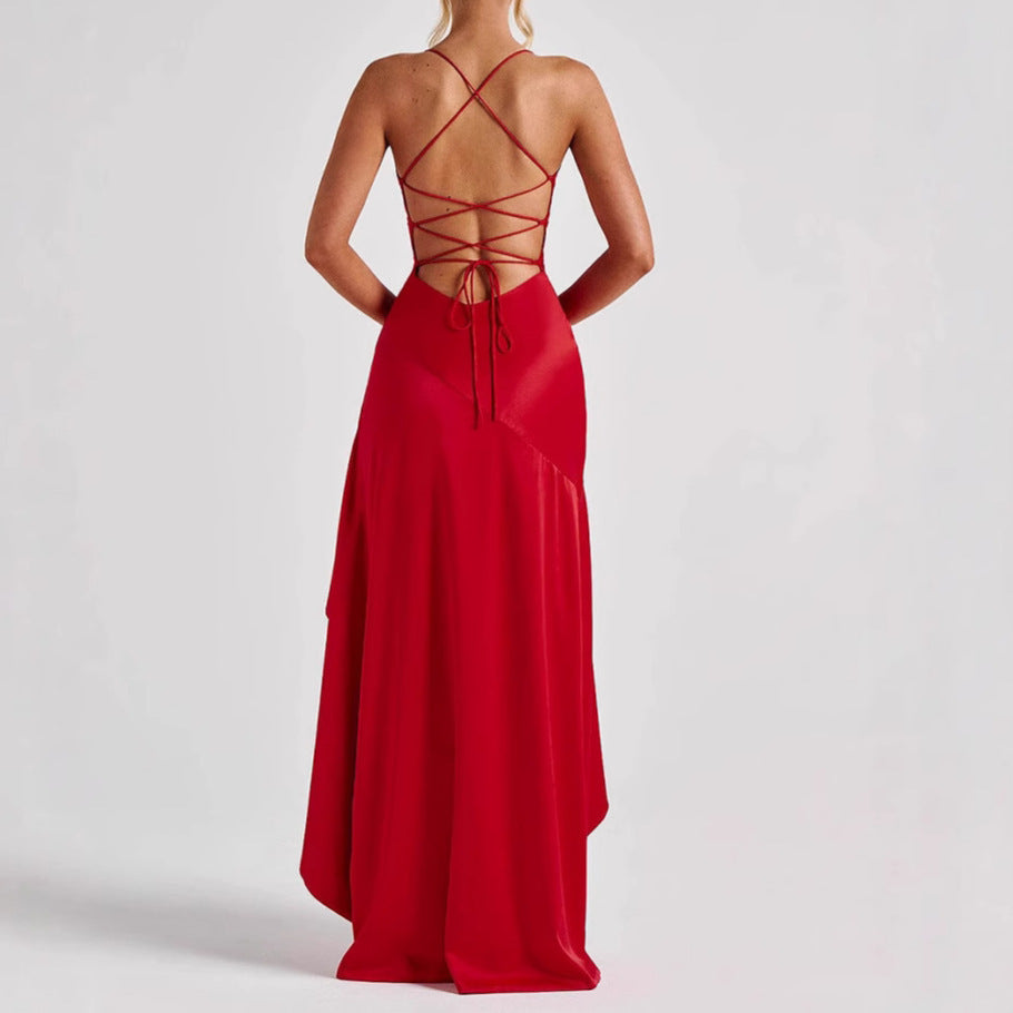 Samira Maxi Dress Elegant Satin Backless Evening Gown | Qorsage Samira Maxi Dress Elegant Satin Backless Evening Gown | Qorsage