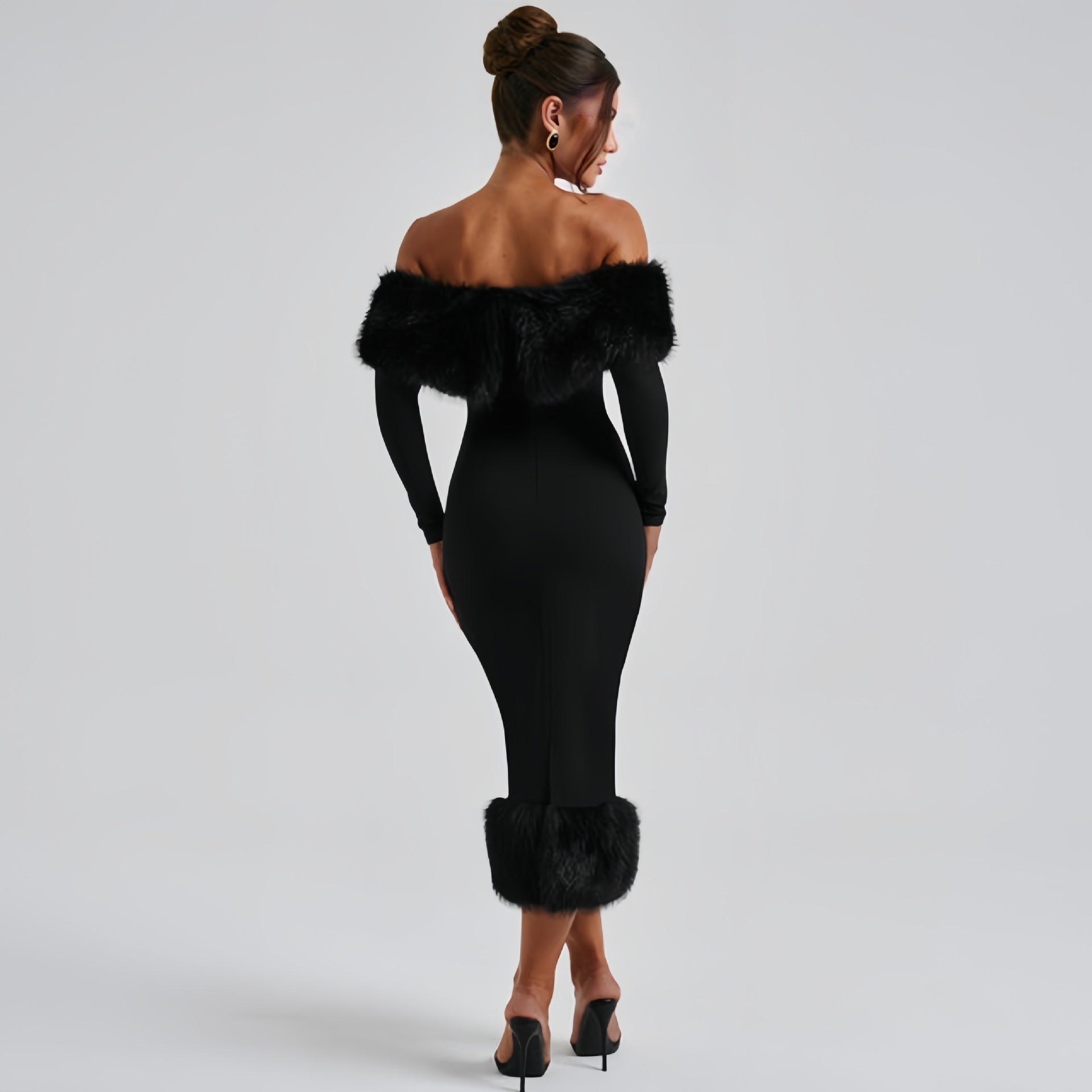 vittoria midi dress black Style of the moment Explore the Vittoria Midi Dress, featuring stretch neoprene fabric and a flattering off-center split. Available online now in three colours, Black, Burgundy & Cobalt!