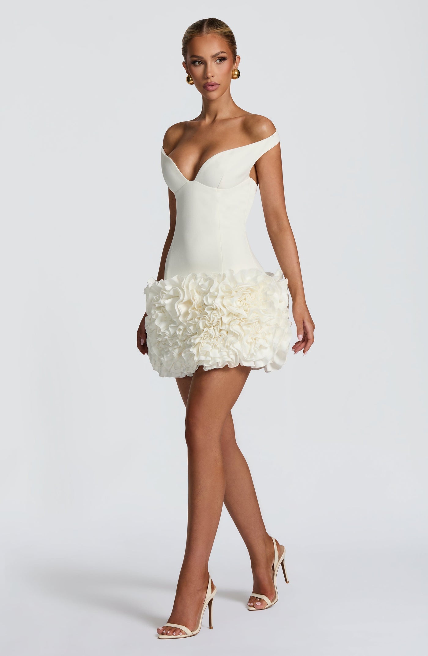 Aveta mini dress side angle slim fit silhouette modern mini dress design