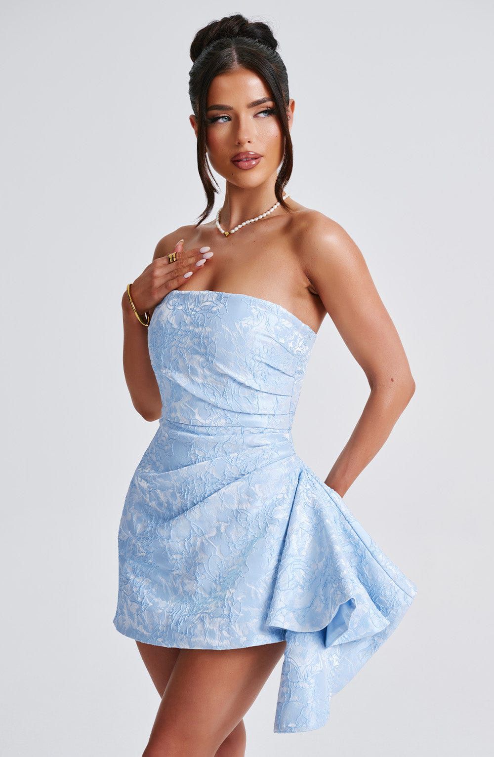 Elodie mini dress side view slim fit mini dress silhouette