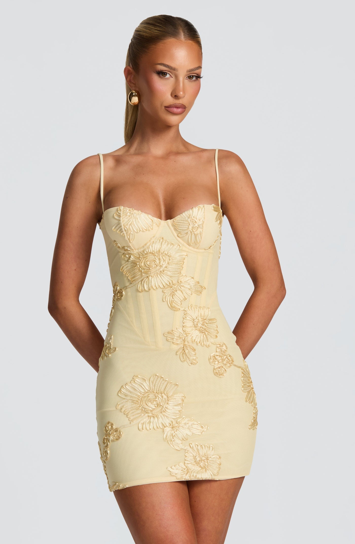 Nefertiti mini dress fabric detail luxury texture premium partywear outfit