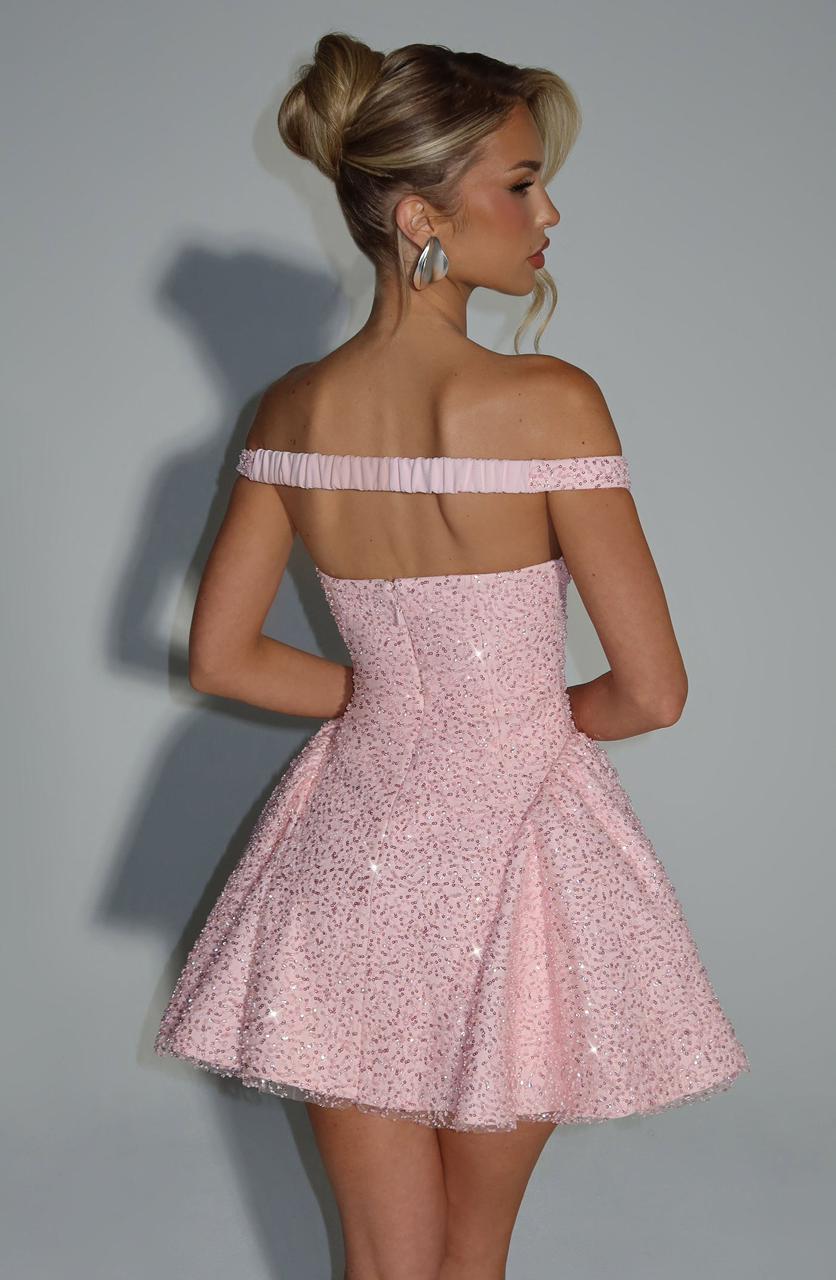 Back view of sapphire mini dress – trendy short blue dress for women