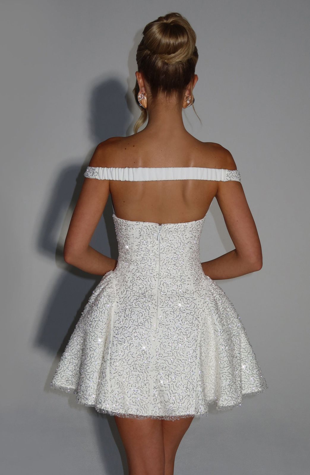 Back view of sapphire mini dress – trendy short blue dress for women