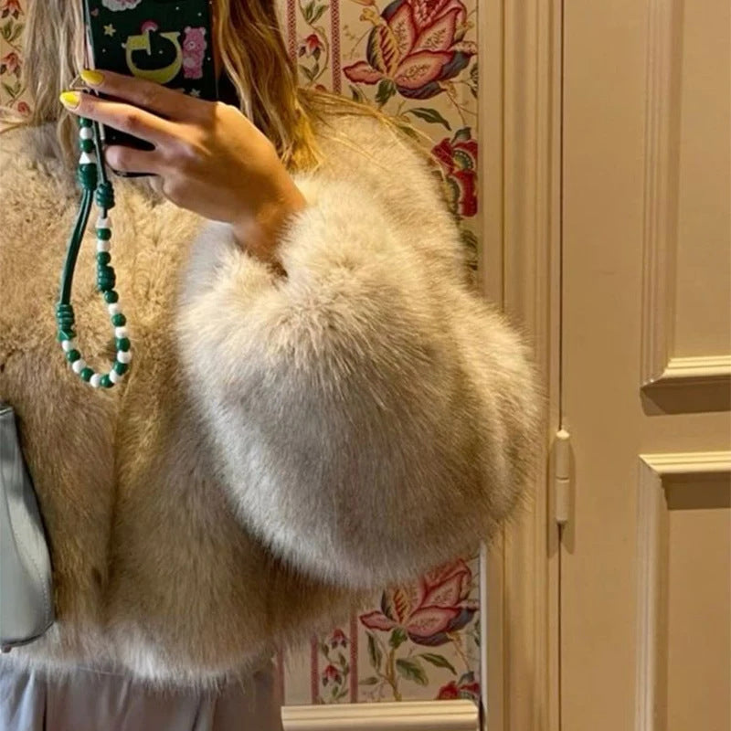 white Zara Fur Coat 